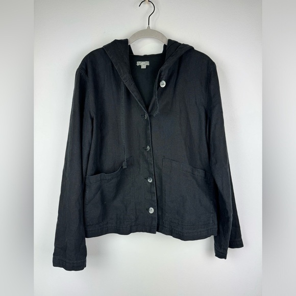 J. Jill Black Hooded Hemp Lightweight Jacket, Size Small - Picture 2 of 12